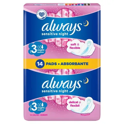 Absorbante Ultra sensitive Night Duo, 14 bucati, Always
