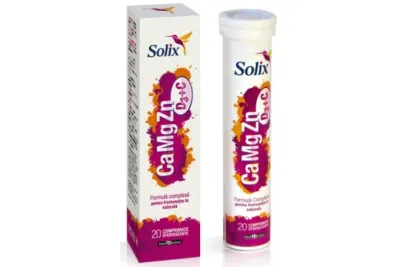 Solix Ca-Mg-Zn D3+C, 20 comprimate efervescente, Health Advisors