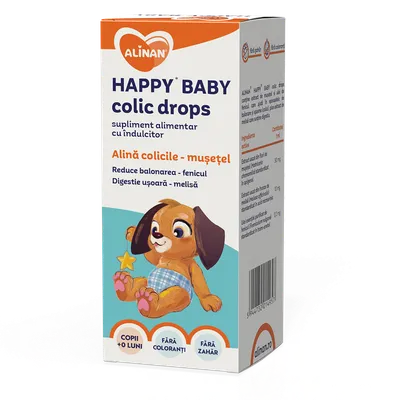 Happy Baby colic drops Alinan + 0 luni, 50ml, Fiterman