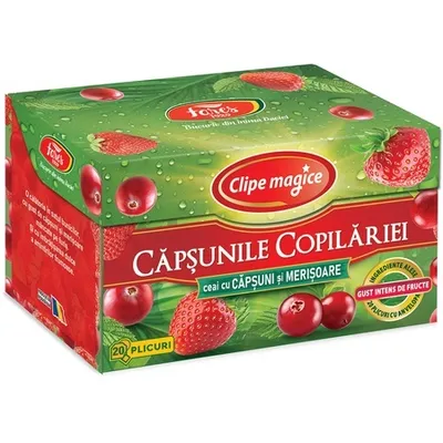 Ceai cu căpșuni și merișoare Clipe Magice, 20 plicuri, Fares