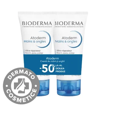Pachet Crema de maini Atoderm, 2 x 50ml, Bioderma