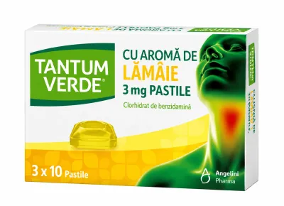Tantum Verde cu aroma de lamaie, 3 mg, 30 pastile, Angelini