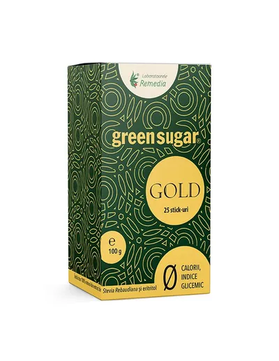 Indulcitor pulbere Green Sugar Gold, 25 sticks, Laboratoarele Remedia