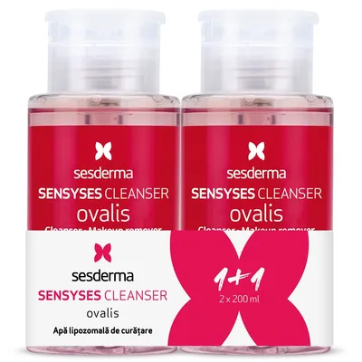Pachet Apa lipozomala pentru curatare si demachiere Sensyses Ovalis, 2 x 200 ml, Sesderma