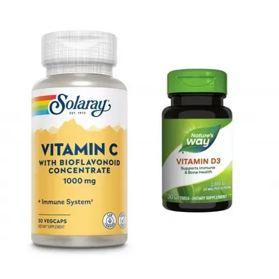 Pachet Promotional: Vitamina C 1000 mg + Vitamina D3, 30 capsule – Secom