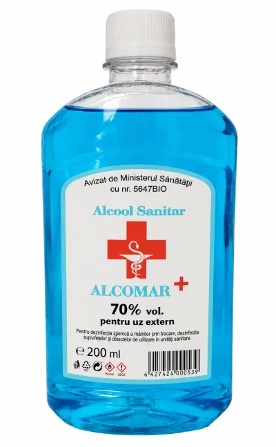 Alcool sanitar 70% Alcomar, 200 ml, Optimar Consult Invest