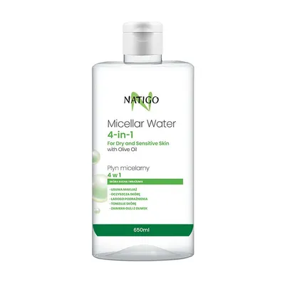 Apa micelara pentru ten uscat si sensibil cu ulei de masline, 650ml, Natigo