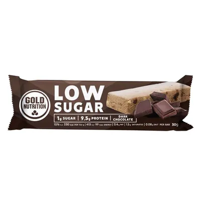 Baton proteic cu ciocolata neagra Low Sugar, 30g, Gold Nutrition