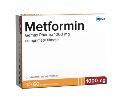 Metformin 1000mg, 60 comprimate filmate, Gemax