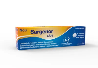 SARGENOR PLUS ARGININA+MAGNEZIU+VITAMINA C 14 COMPRIMATE EFERVESCENTE