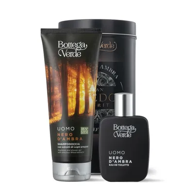 Set de ingrijire a corpului pentru barbati - Nero d'Ambra, Bottega Verde