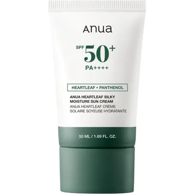 Crema de fata cu SPF50+ PA++++, Heartleaf Silky Moisture Sun Cream, 50 ml, Anua