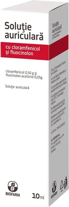 Solutie auriculara cu cloramfenicol si fluocinolon, 10ml, Biofarm