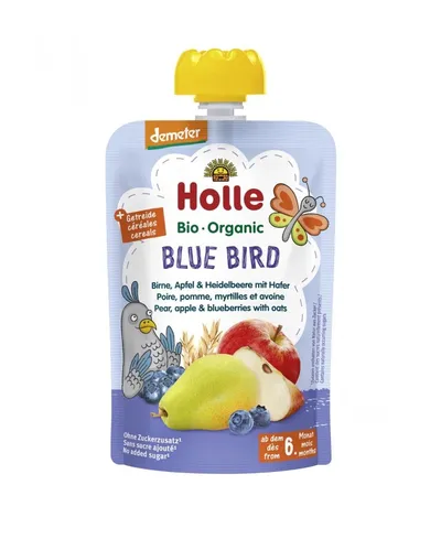 Piure de pere, mere si afine cu ovaz Blue Bird, 100g, Holle Baby Food