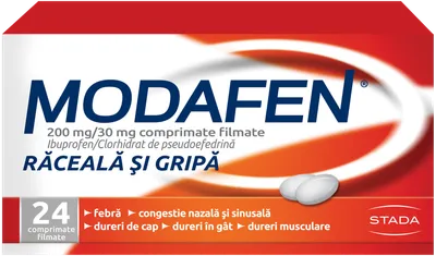 Modafen raceala si gripa 200mg/30mg, 24 comprimate, Stada