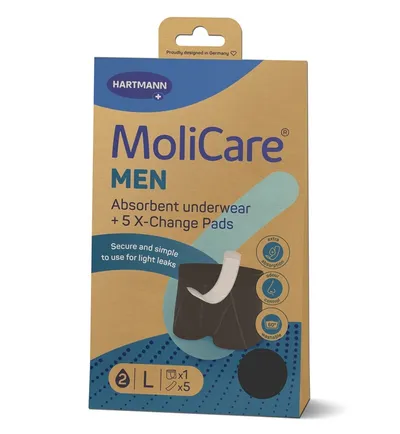 HARTMANN MOLICARE LENJERIE ABSORBANTA MEN L 2 PICATURI X 1 BUCATA + 5 TAMPOANE