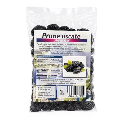 Prune uscate fara samburi, 250 g, Deco Italia