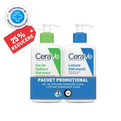 CERAVE PACHET PROMO LOTIUNE HIDRATANTA 236ML + CERAVE GEL DE SPALARE HIDRATANT 236ML