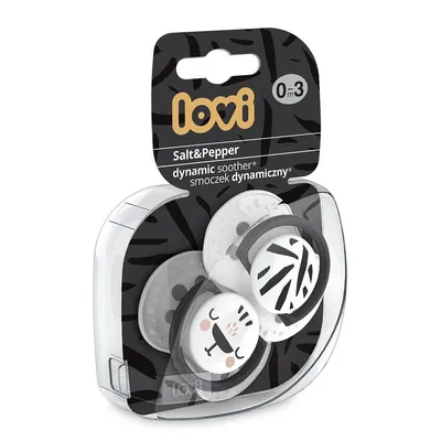 Suzeta din silicon 0-3 luni Dynamic Salt & Pepper 22/877, 2 bucati, LOVI
