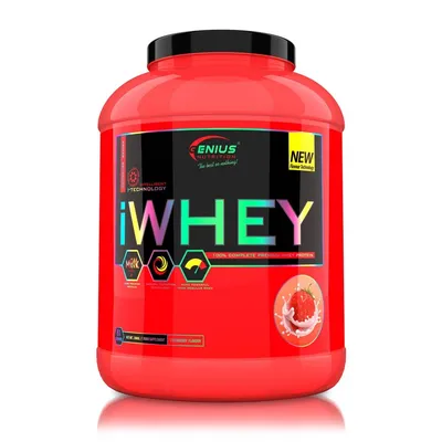 Pudra proteica cu aroma de capsuni iWhey, 2000g, Genius Nutrition