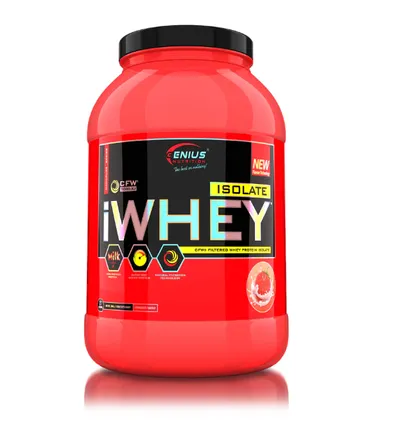 Pudra proteica cu aroma de capsuni iWhey Isolate, 900g, Genius Nutrititon