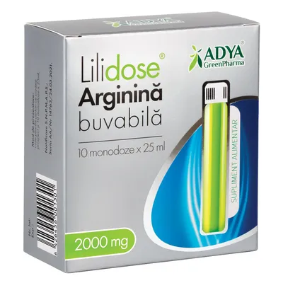 Arginina Buvabila Lilidose, 2000 mg, 25 ml x 10 doze, Adya Green Pharma