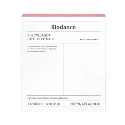 Set masti pentru hidratare intensa si fermitate -Collagen Real Deep, 4 bucati, Biodance