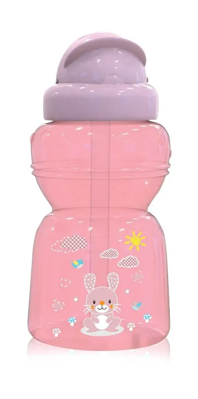 Biberon sport cu pai moale si flexibil 6 luni+ Mini Animals Blush Pink, 200ml, Lorelli