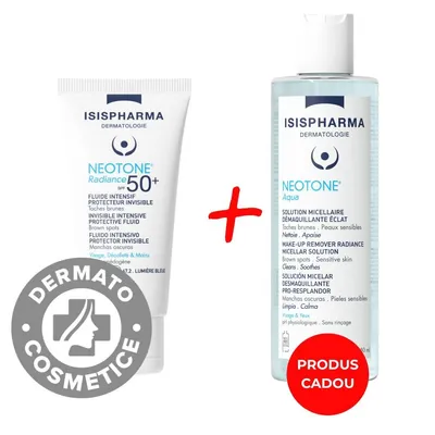 Pachet Crema protectoare Neotone Radiance SPF 50+ 30ml+ Apa micelara Neotone Aqua 250ml Gratuit, Isis Pharma