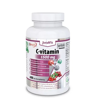 Vitamina C Retard 1500 mg + Acerola + D3 + Zinc, 100 comprimate, JutaVit