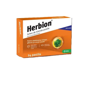 HERBION LICHEN DE ISLANDA FARA ZAHAR 24 PASTILE