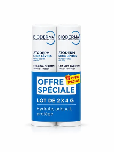 BIODERMA Atoderm Stick de Buze, 4 g, 1+1 Cadou, Ofertă Specială