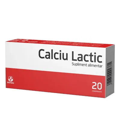 Calciu Lactic, 20 comprimate, Biofarm