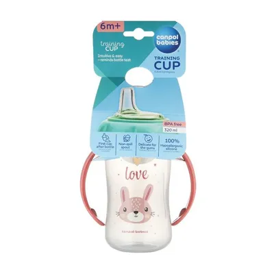 Cana antrenament din silicon Cute Animals, 320ml, Canpol babies