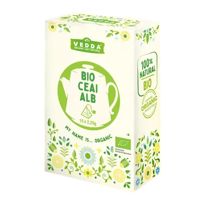 Ceai alb bio, 15 plicuri, Vedda