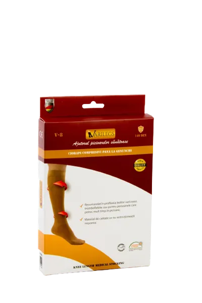 Ciorapi compresivi pana la genunchi 140 DENI 18-22 MmHg S bej, 1 bucata, Varilegs