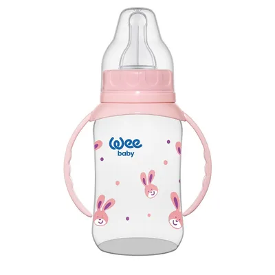 Biberon cu manere 150 ml+ tetina silicon rotunda - cod 744, Wee Baby
