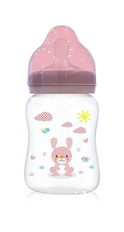 Biberon cu gat larg 0 luni+ Blush Pink, 250ml, Lorelli