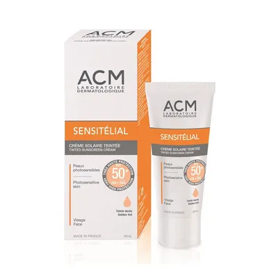 Crema coloranta pentru protectie solara SPF 50+ Sensitelial golden tint, 40 ml, ACM