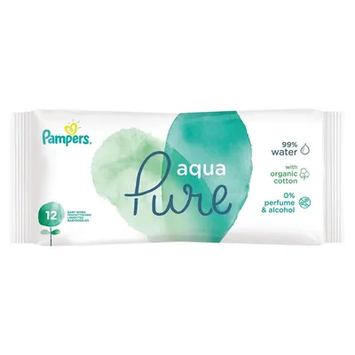 Servetele umede Aqua Pure, 12 bucati, Pampers