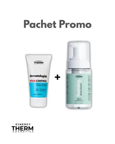 Pachet Rosa Control crema anti-roseata, 50ml + Spuma de curatare fata mini, 100ml, Synergy Therm
