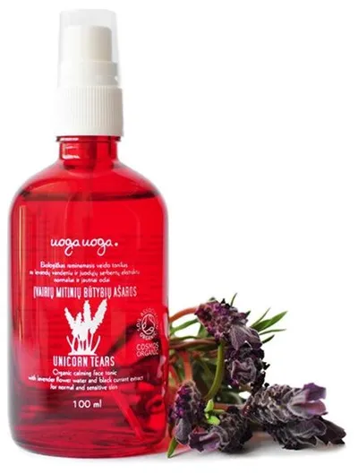 Tonic de fata calmant cu apa de flori de lavanda si extract de coacaz negru Bio Unicorn Tears, 100ml, Uoga Uoga
