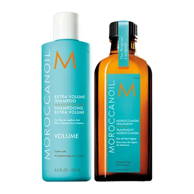 Pachet Sampon pentru extra volum 250 ml + Ulei Tratament pentru toate tipurile de par, 100 ml, 250 ml + 100 ml, Moroccanoil