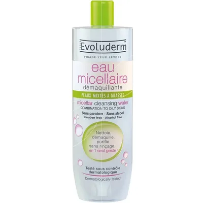 Apa micelara pentru demachierea tenului mixt spre gras, 500ml, Evoluderm