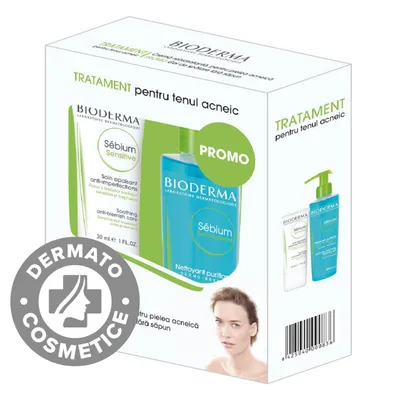 Pachet Crema hidratanta Sebium Sensitive 30ml + Gel spumant Sebium 200ml, Bioderma