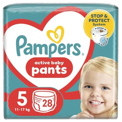 Scutece-chilotel Active Baby Pants Marimea 5 pentru 12-17kg, 28 bucati, Pampers