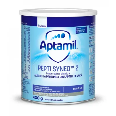 Lapte praf pentru alergii si intolerante usoare Pepti Syneo 2, 6-12 luni, Aptamil