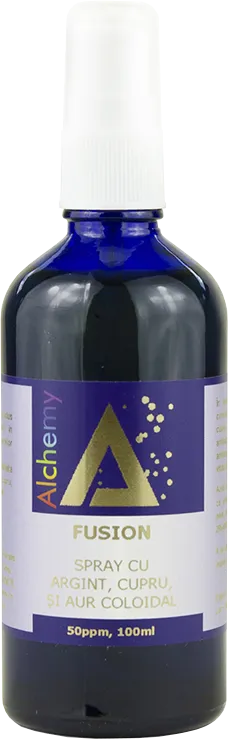 Fusion Mix sinergic de argint cupru si aur coloidal 50ppm, 100ml, Alchemy