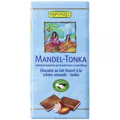 Ciocolata bio cu crema de migdale si tonka, 100g, Rapunzel