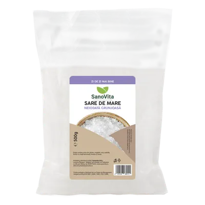 Sare de mare grunjoasa neiodata, 500g, SanoVita